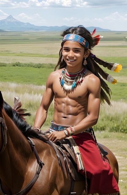 indien d'amérique, américain de naissance, cheval