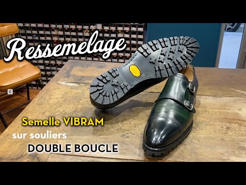 Transformation de la semelle sur des chaussure double boucle | Transformation of a monk shoe